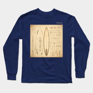 Graphic design of a surfboard technical diagram Long Sleeve T-Shirt